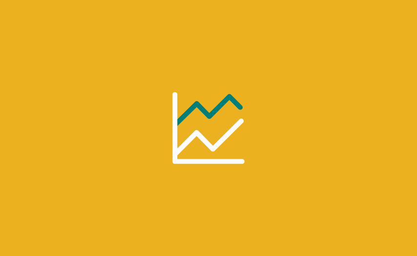 icon with yellow background representing a results graph
