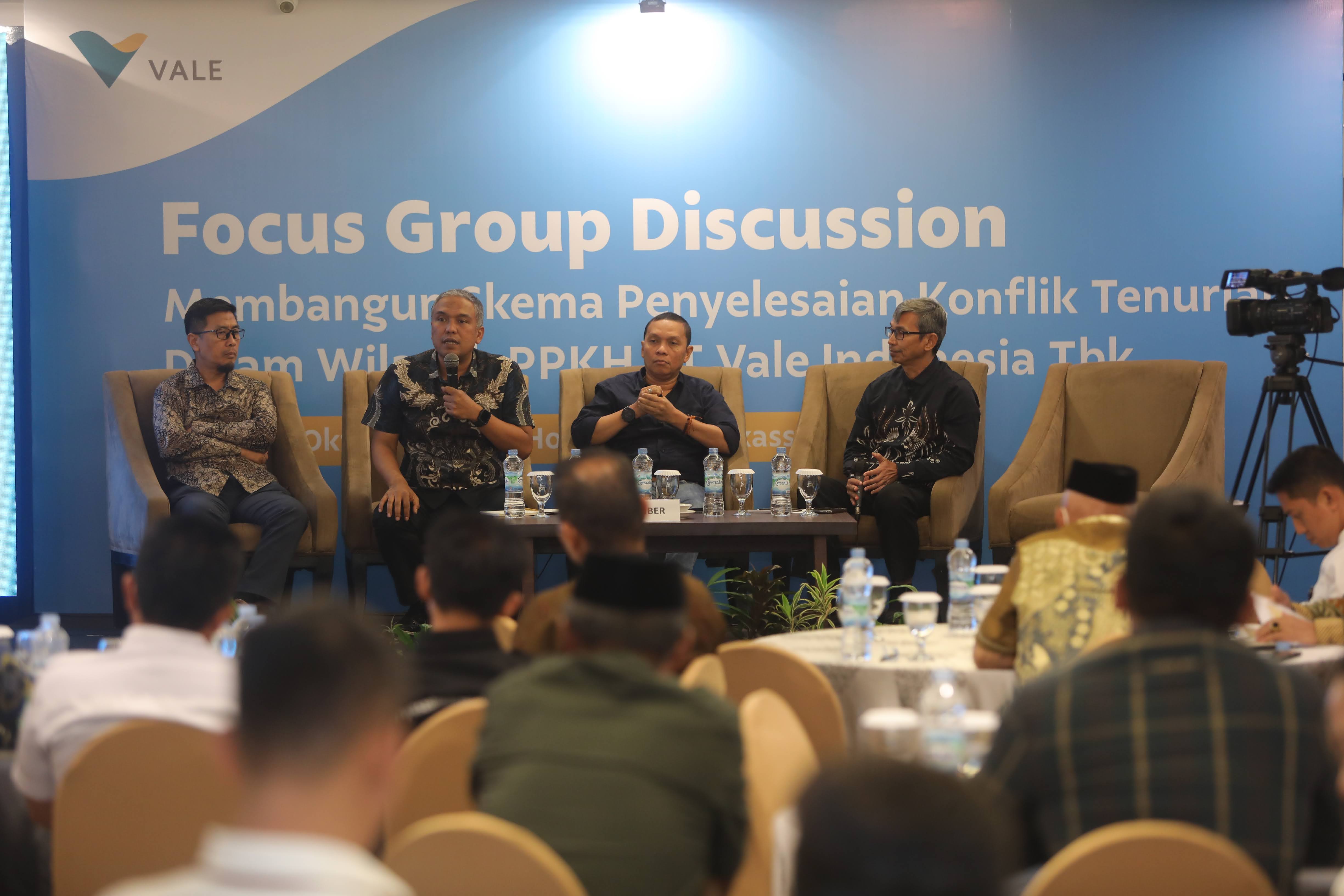 Focus Group Discussion “Membangun Skema Penyelesaian Konflik Tenurial Dalam Wilayah PPKH PT Vale” di Hotel Claro, Makassar, Rabu (11/10/2023).